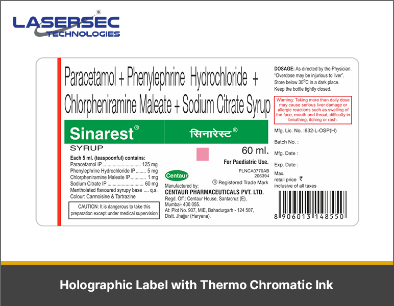 Holographic Label with Thermo Chromatic Ink